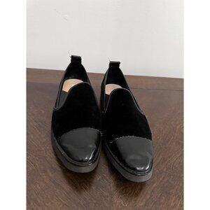 Karl Lagerfeld Paris Black Suede/Leather Flat Slip On Shoes Size 9.5